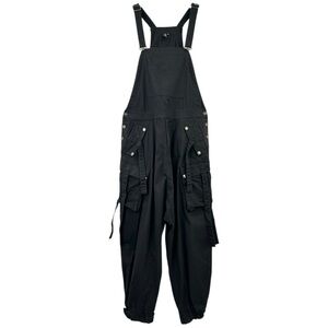 SKINGRAFT Jonny Cota Cargo Overalls - Black Loose Fit Drop Crotch Denim Jumpsuit
